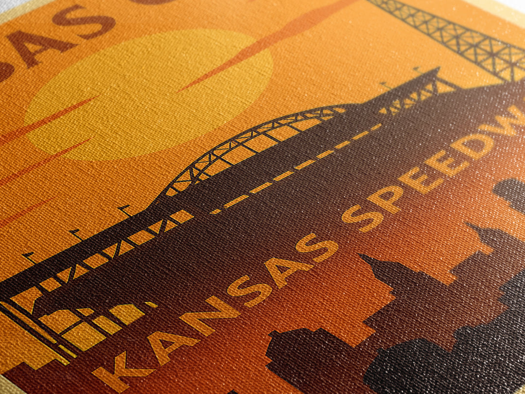 Kansas City Travel Poster, Framed Canvas Print, Vintage Deco Wall Art, Kansas City City Art, Living Room Wall Art, Mid Century Wall Art