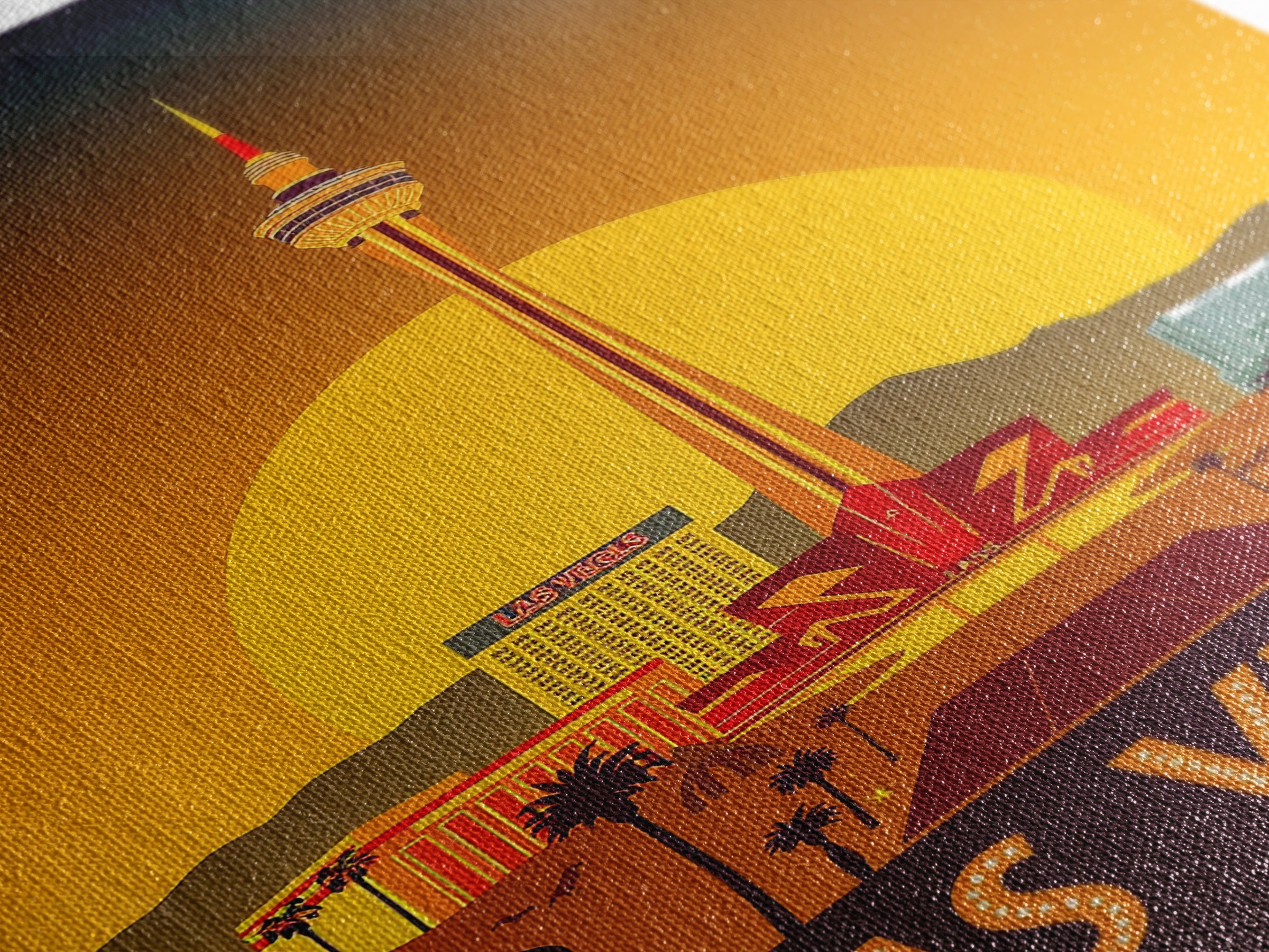 Las Vegas Travel Poster, Canvas Print, Warm Sunset Silhouette Art, Las Vegas Art Print, Vintage Travel Art, Vintage Travel Print
