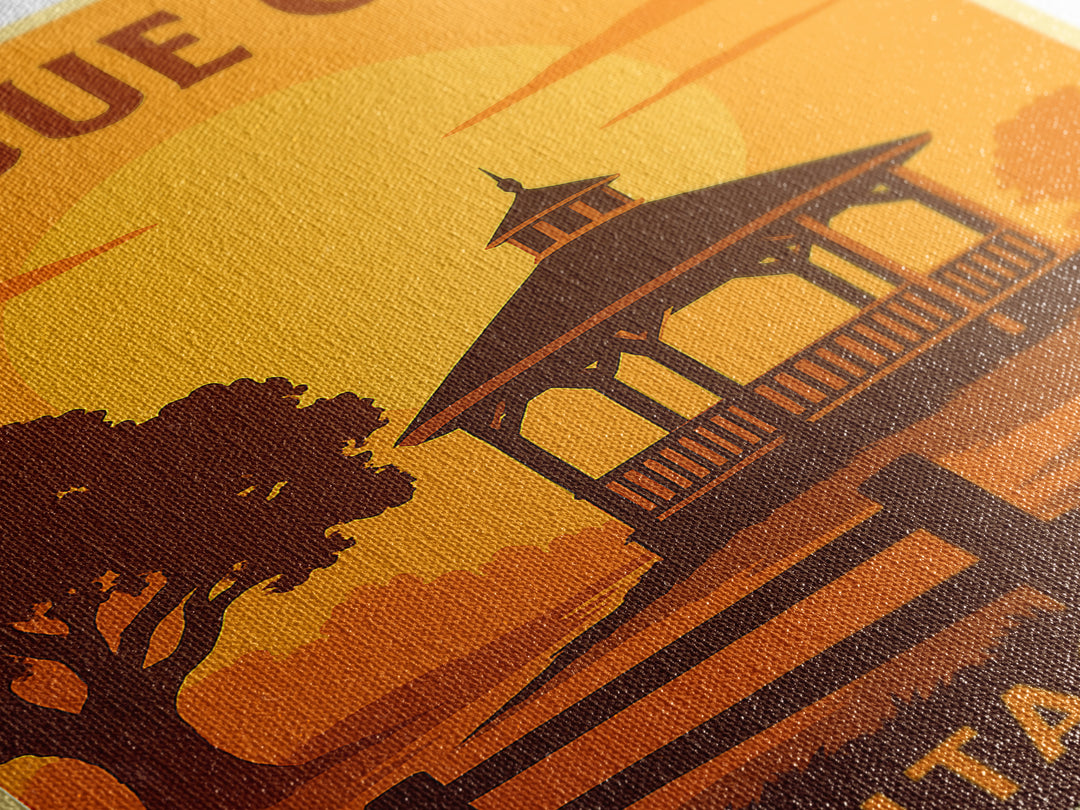 League City Texas Travel Poster, Canvas Print, Golden Travel Poster Art, League City City Art, Living Room Wall Art, Vintage Travel Print