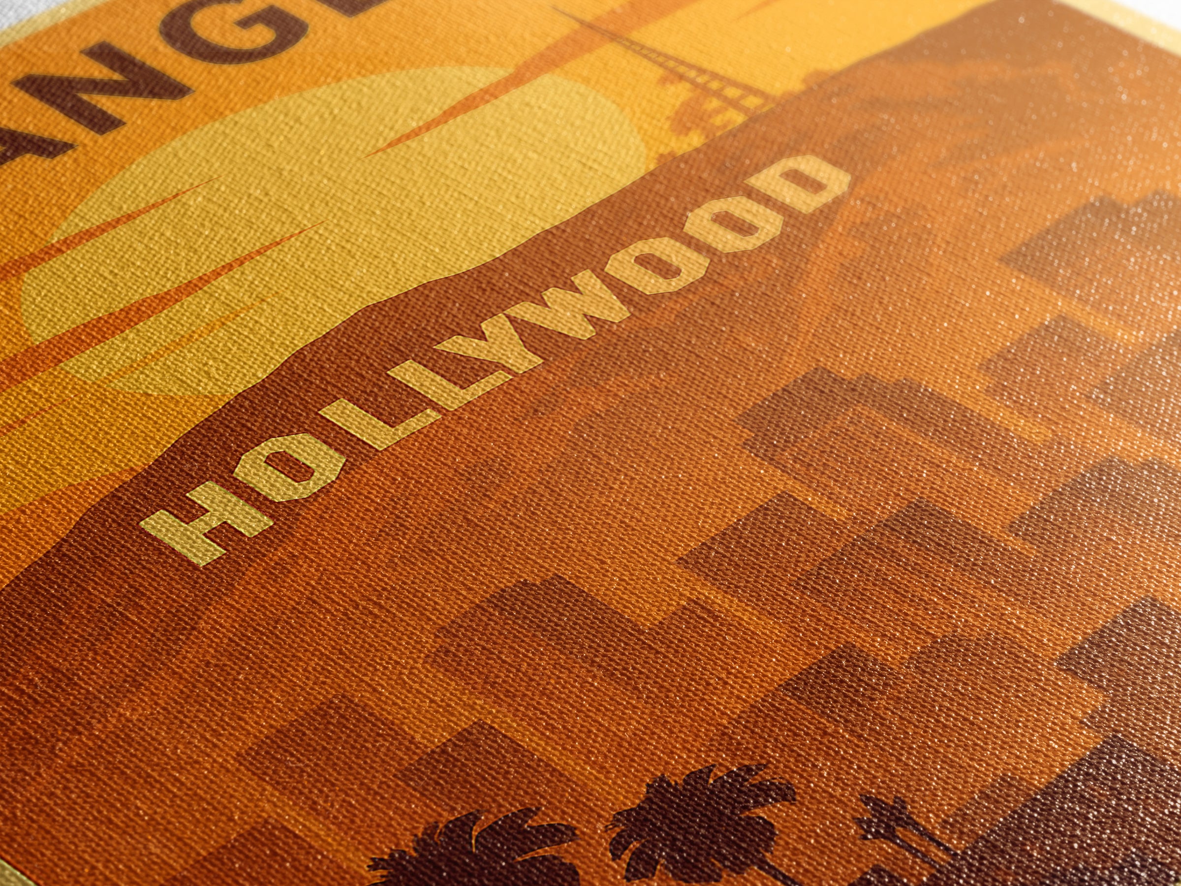 Los Angeles California Travel Poster, Canvas Print, Warm Sunset Silhouette Art, Los Angeles Art Print, City Travel Prints, Wanderlust Decor