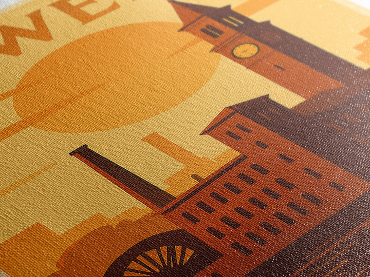 Lowell Massachusetts Travel Poster, Canvas Print, Vintage Deco Wall Art, Lowell Wall Art, Travel Poster Art, Wall Art, City Art Print