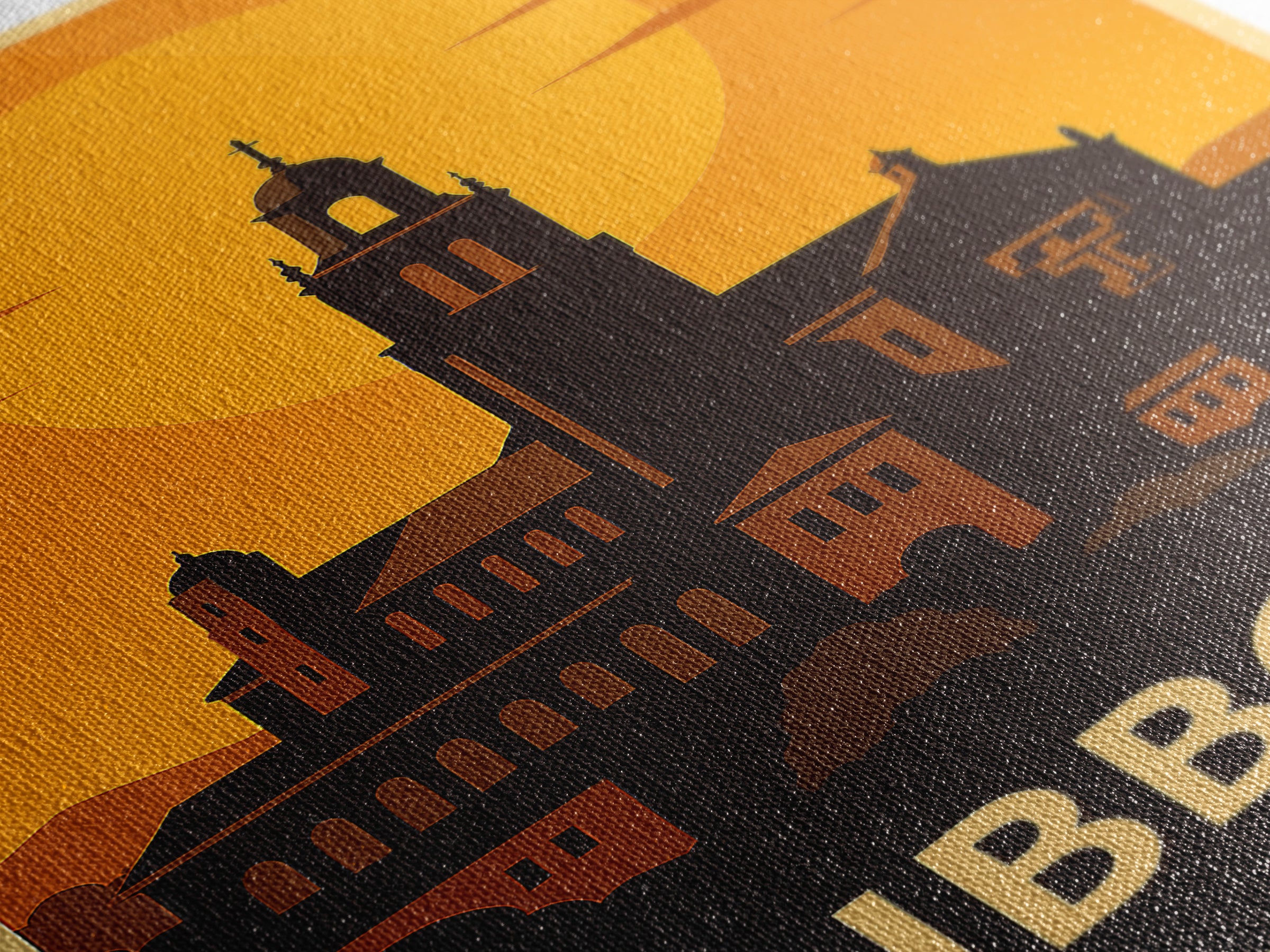 Lubbock Travel Poster, Framed Canvas Print, Warm Sunset Silhouette Art, Lubbock Wall Art, Vintage City Poster, Vintage City Art