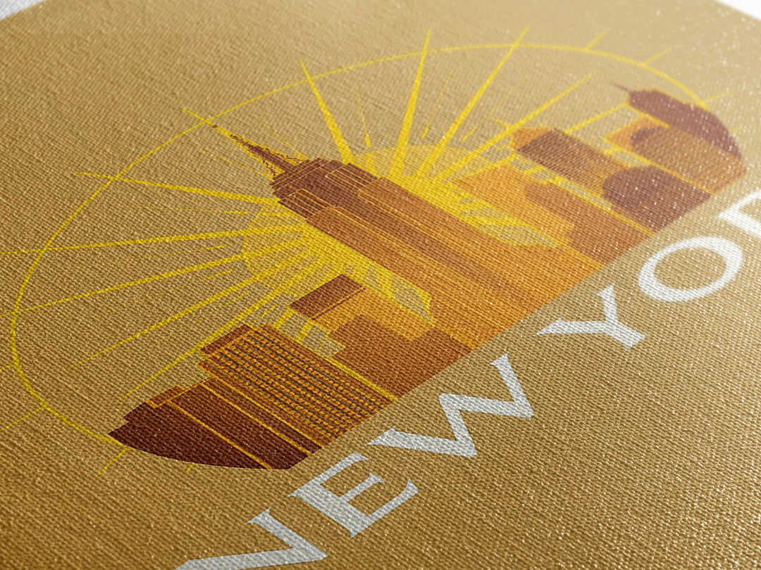 New York Travel Poster, Canvas Print, Gold Art Deco Poster Art, New York Wall Art, Travel Poster Set, City Art Print, Retro Travel Print