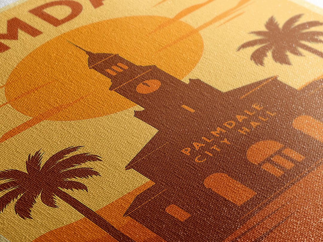 Palmdale California Travel Poster, Canvas Print, Gold Art Deco Poster Art, Palmdale Art Print, Travel Art, Wanderlust Decor, Travel Prints