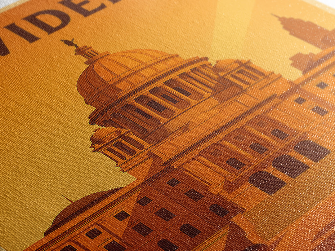 Providence Rhode Island Travel Poster, Canvas Print, Warm Sunset Silhouette Art, Providence Print, Gift For Travelers, Travel Wall Art