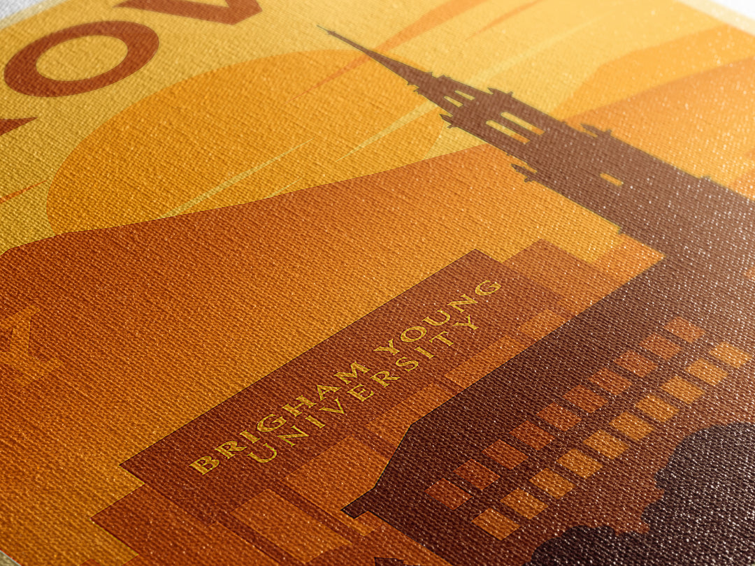 Provo Utah Travel Poster, Canvas Print, Golden Travel Poster Art, Provo City Art, Wanderlust Decor, Gift For Travelers, Travel Wall Art