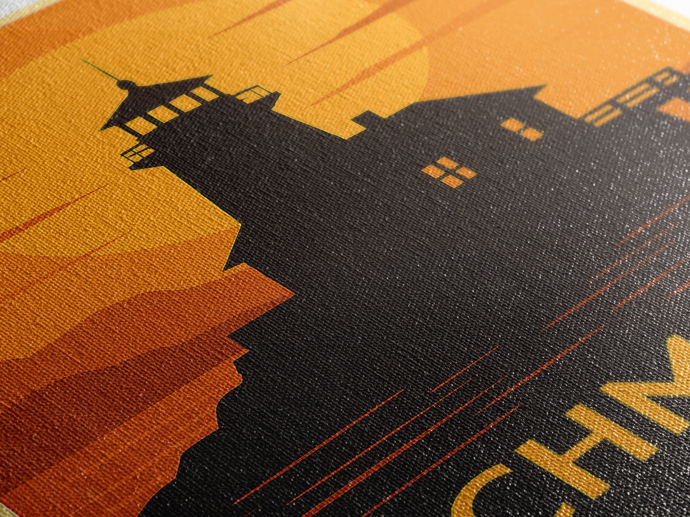 Richmond Travel Poster, Canvas Print, Warm Sunset Silhouette Art, Richmond Art Print, Home Office Decor, Travel Wall Art, Travel Poster Art