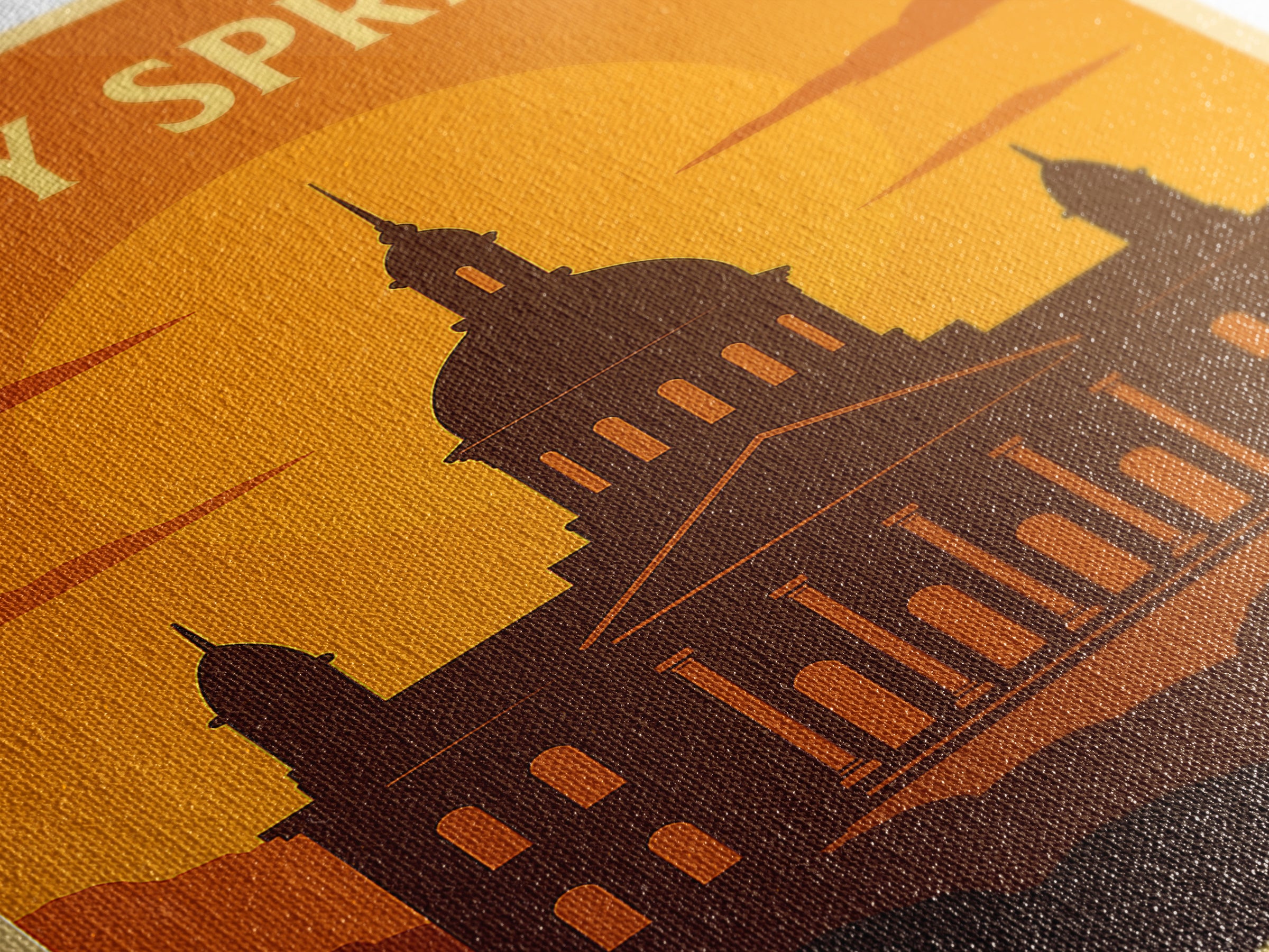 Sandy Springs Georgia Travel Poster, Canvas Print, Warm Sunset Silhouette Art, Sandy Springs Wall Art, Travel Poster Set, City Poster