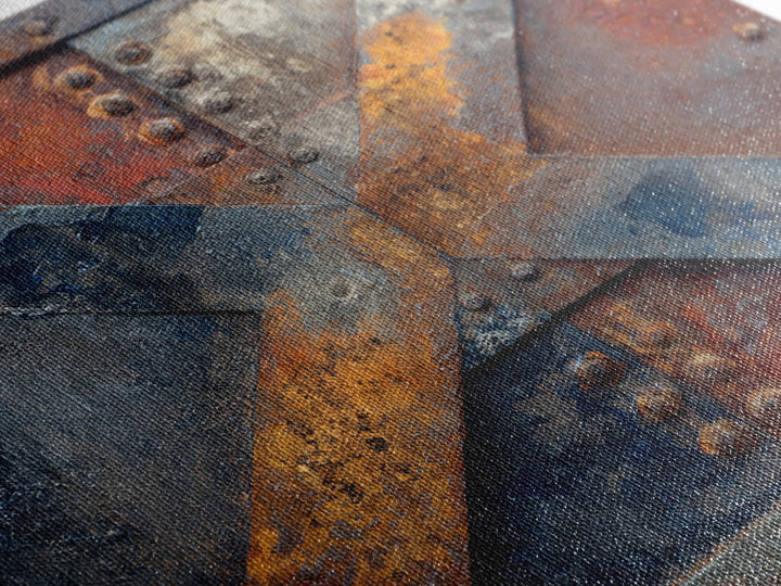 Steel and Rust Texture Abstract Panel Canvas Print, Garage Art, Car Poster, Garage Decor, Abstract Art, Motor, Game Room Art, GAR-1x1-23