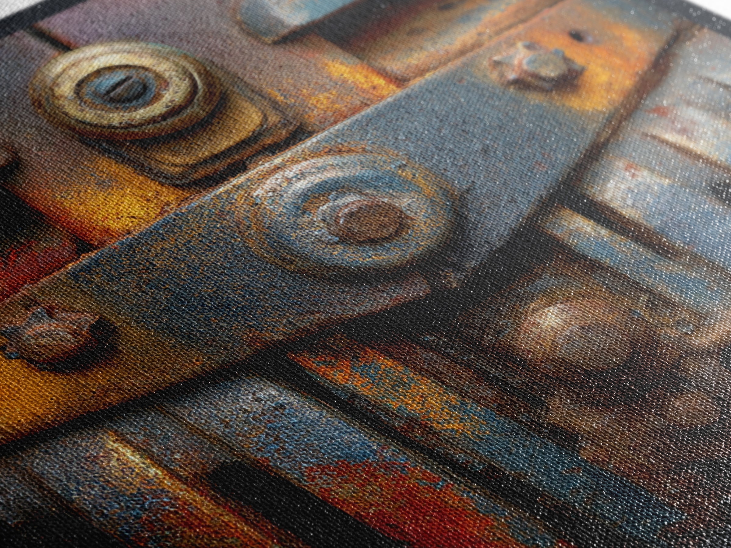 Pickup Truck in Dusty Sunset Light Framed Canvas Print, Garage Art, Tattoo Art, Garage Decor, Oil Painting, Motor, GAR-1x1-61
