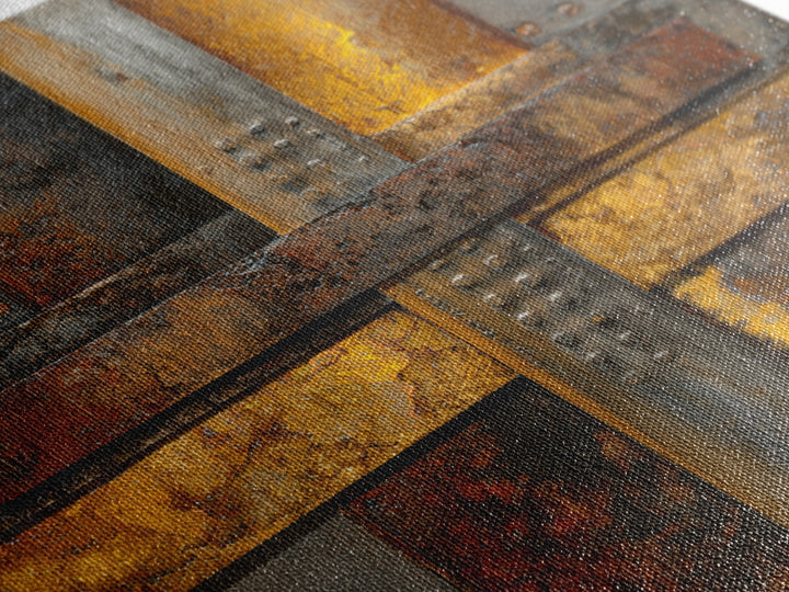 Steel and Rust Texture Abstract Panel Framed Canvas Print, Garage Art, Garage Decor, Abstract Art, Motor, Art Print, Room Decor, GAR-1x1-71