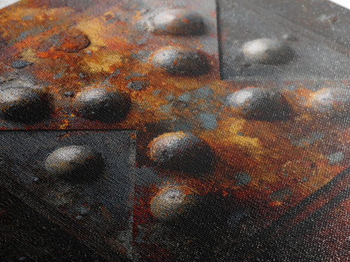 Steel and Rust Texture Abstract Panel Canvas Print, Garage Art, Neutral Decor, Garage Decor, Abstract Art, Motor, Wall Art, GAR-1x1-95