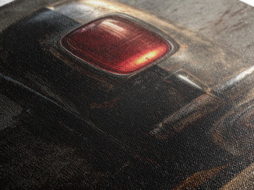 Classic Car Tail Lights Glowing at Dusk Canvas Print, Garage Art, Game Room Decor, Garage Decor, Fine Art, Motor, Gallery Decor, GAR-1x3-100