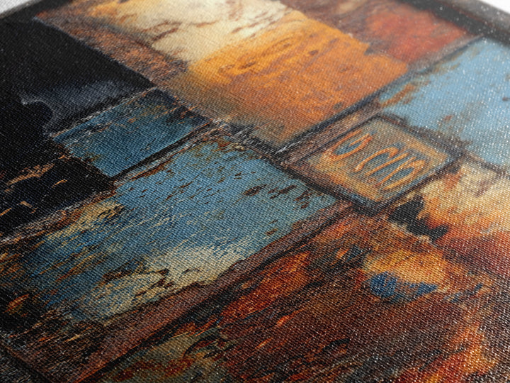 Rusty License Plate Collage Framed Canvas Print, Garage Art, Luxury Decor, Garage Decor, Fine Art, Motor, Large Wall Art, GAR-1x3-20
