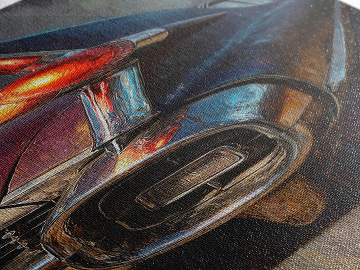 Classic Car Tail Lights Glowing at Dusk Framed Canvas Print, Garage Art, Home Decor, Garage Decor, Motor, Man Cave Decor, GAR-1x3-52