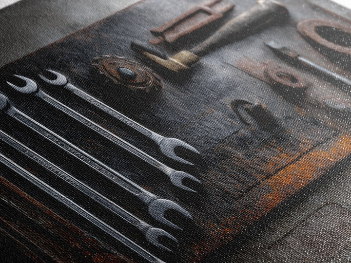 Garage Tool Silhouettes Arranged as Graphic Icons Framed Canvas Print, Garage Art, Art Print, Garage Decor, Fine Art, Motor, GAR-2x1-34