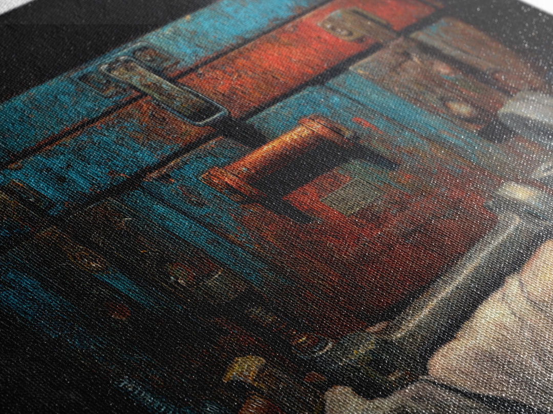 Old Toolbox with Oil Stained Rag Still Canvas Print, Garage Art, Garage Art Poster Download, Garage Decor, Abstract Art, Motor, GAR-2x1-71