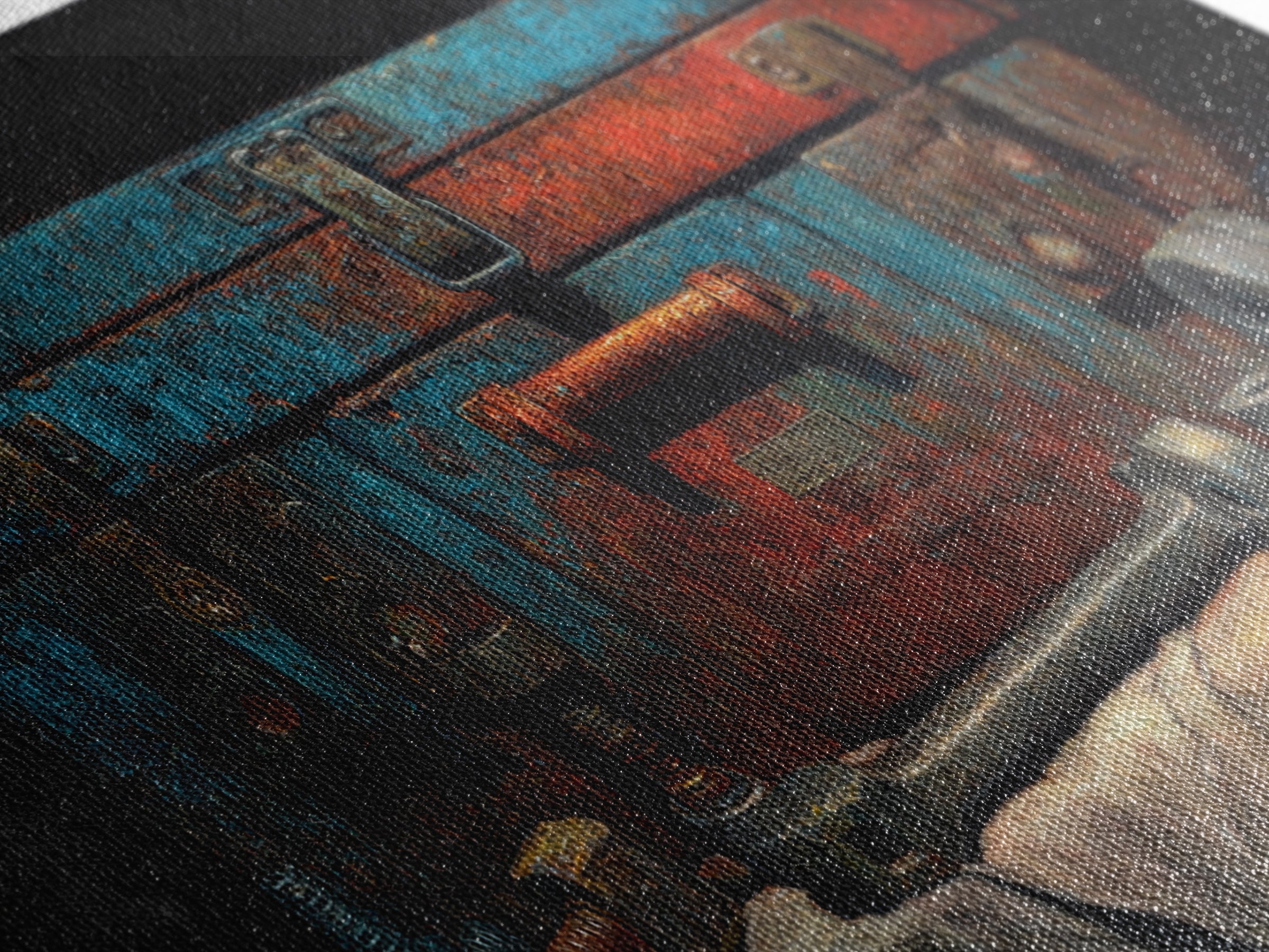 Old Toolbox with Oil Stained Rag Still Canvas Print, Garage Art, Garage Art Poster Download, Garage Decor, Abstract Art, Motor, GAR-2x1-71