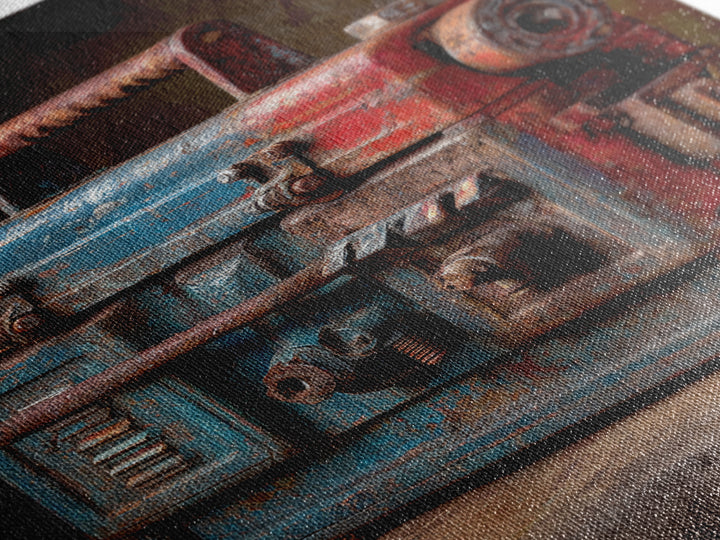 Old Toolbox with Oil Stained Rag Still Framed Canvas Print, Garage Art, Wall Decor, Garage Decor, Oil Painting, Motor, GAR-2x3-59