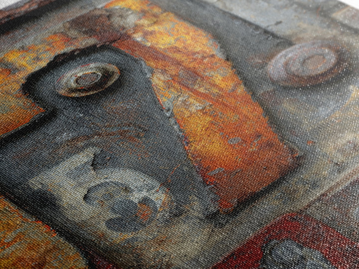 Rusty License Plate Collage Framed Canvas Print, Garage Art, Canvas Wall Art, Garage Decor, Fine Art, Motor, Autumn Wall Art, GAR-2x3-88