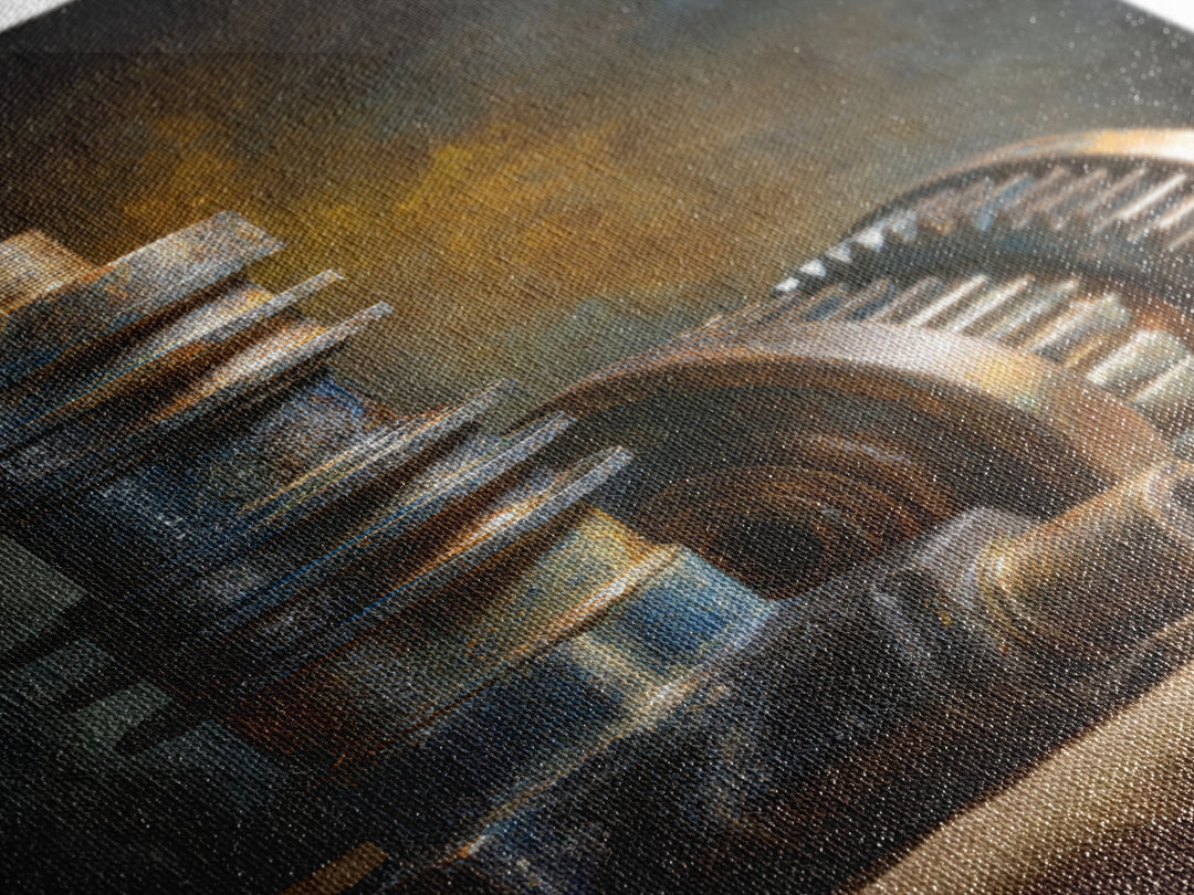 Camshaft and Gears Industrial Still Life Canvas Print, Garage Art, Garage, Garage Decor, Oil Painting, Motor, Tattoo Art, GAR-2x3-95