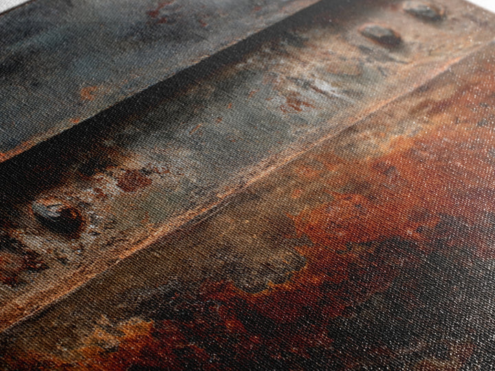 Steel and Rust Texture Abstract Panel Framed Canvas Print, Garage Art, Autumn Wall Art, Garage Decor, Fine Art, Motor, GAR-3x2-27