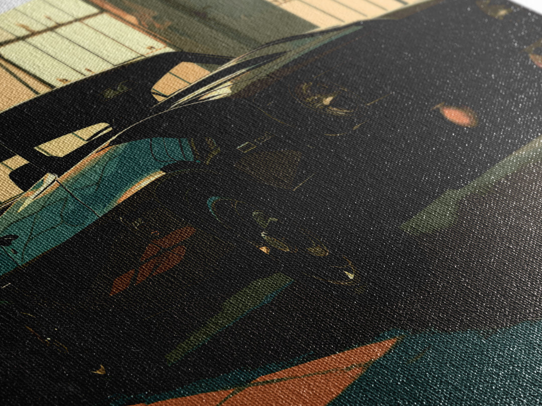 Desert Highway with Muscle Car Silhouette Canvas Print, Garage Art, Automotive Decor, Garage Decor, Oil Painting, Motor, GAR-3x2-73