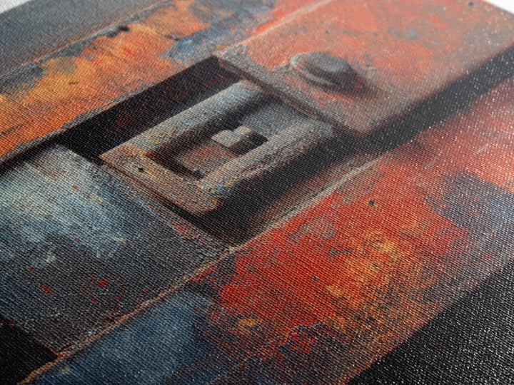 Steel and Rust Texture Abstract Panel Framed Canvas Print, Garage Art, Minimalist Decor, Garage Decor, Abstract Art, Motor, GAR-3x2-99