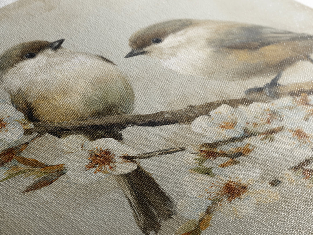 Small Bird Pair on Flowering Branch Framed Canvas Print, Guest Bedroom Art, Home, Bedroom Decor, Guest, Bedroom Wall Art, GBA-1x1-28