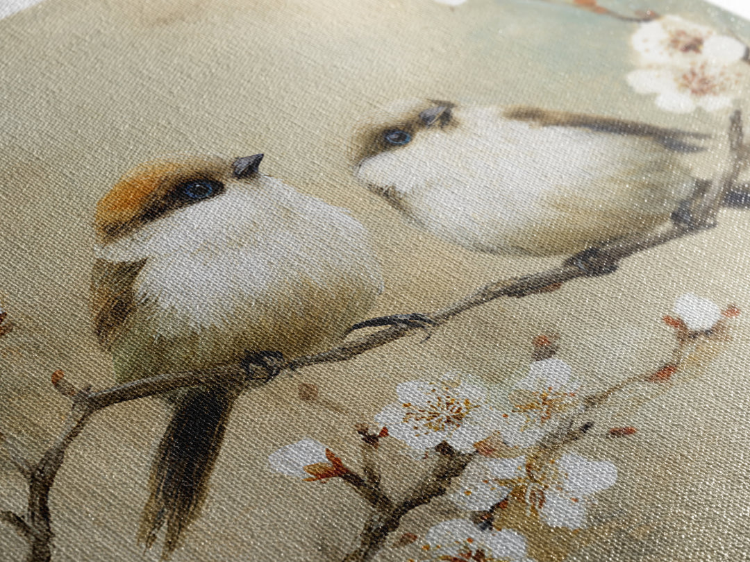 Small Bird Pair on Flowering Branch Canvas Print, Guest Bedroom Art, Home Decor, Bedroom Decor, Fine Art, Guest, Printable Art, GBA-1x1-4