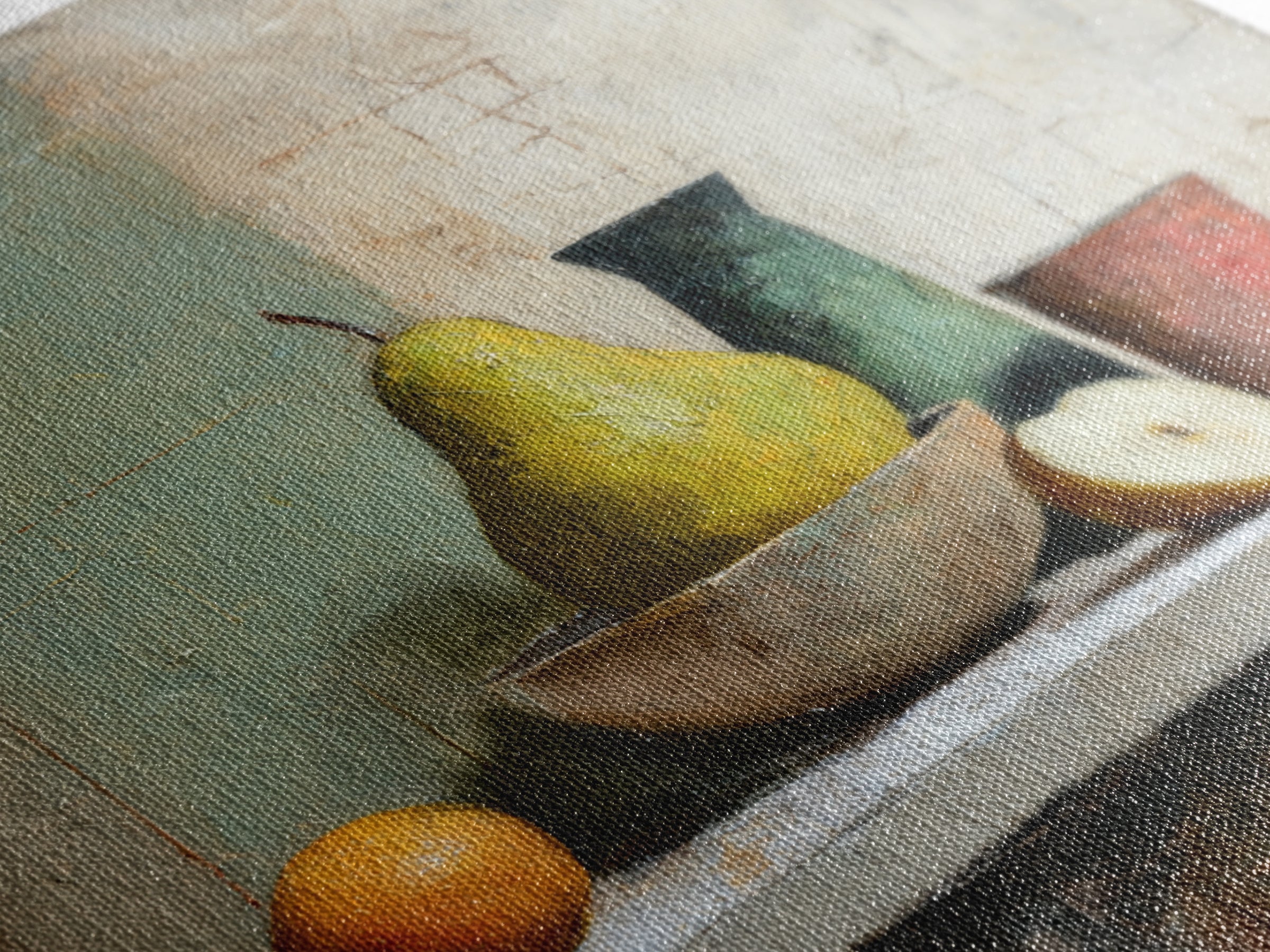 Olive Branch Still Life Framed Canvas Print, Guest Bedroom Art, Gallery Decor, Bedroom Decor, Oil Painting, Guest, GBA-1x1-65