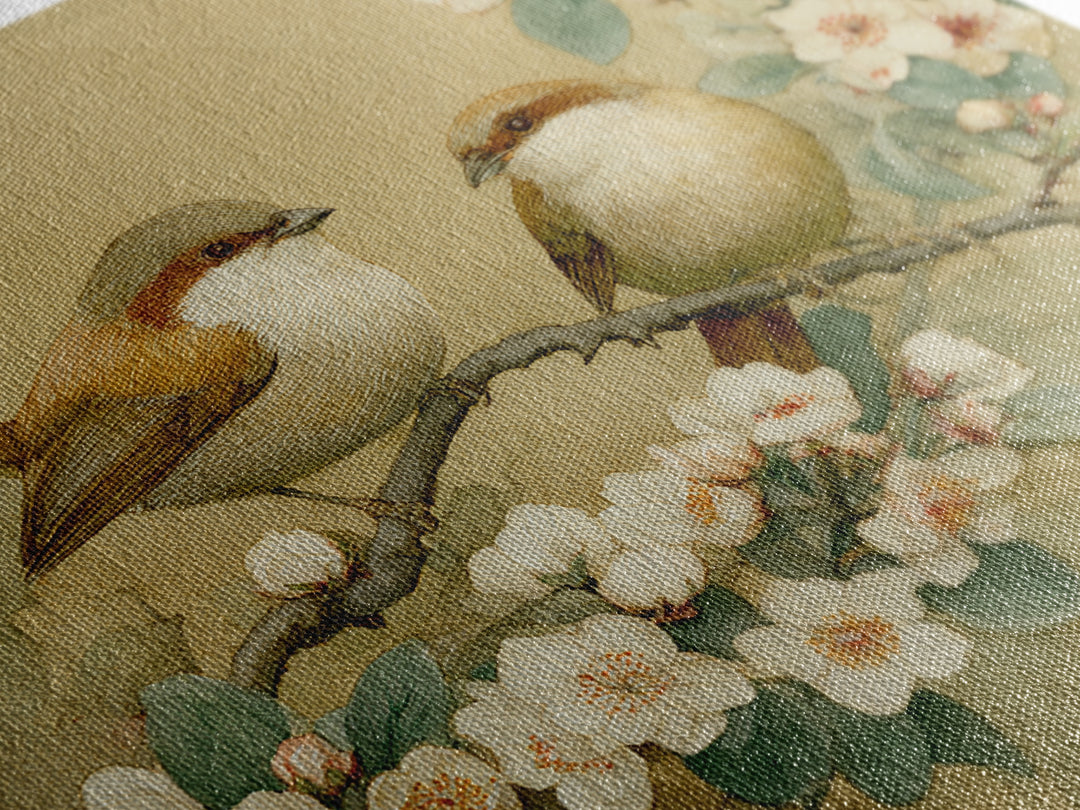 Small Bird Pair on Flowering Branch Canvas Print, Guest Bedroom Art, Funky Wall Art, Bedroom Decor, Watercolor Art, Guest, GBA-1x1-76