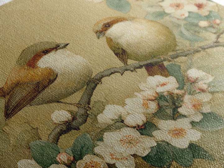 Small Bird Pair on Flowering Branch Canvas Print, Guest Bedroom Art, Funky Wall Art, Bedroom Decor, Watercolor Art, Guest, GBA-1x1-76