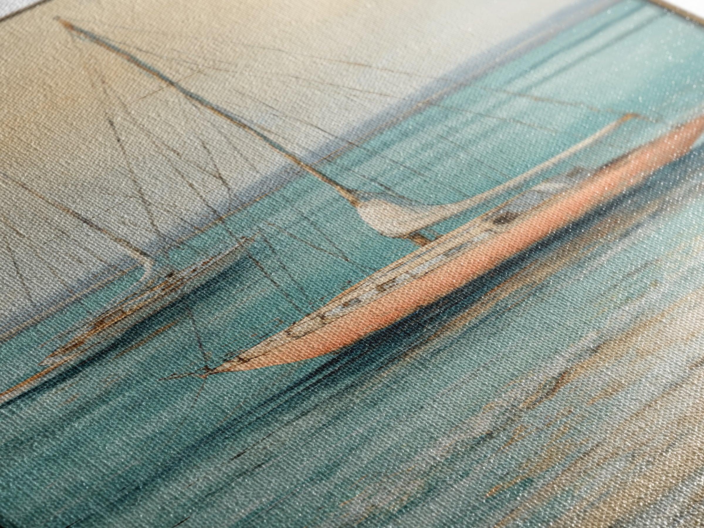 Soft Watercolor Sailboat on Quiet Water Framed Canvas Print, Guest Bedroom Art, Funky Wall Art, Bedroom Decor, Oil Painting, GBA-1x3-30