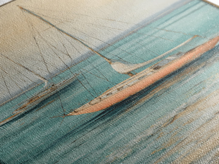 Soft Watercolor Sailboat on Quiet Water Framed Canvas Print, Guest Bedroom Art, Funky Wall Art, Bedroom Decor, Oil Painting, GBA-1x3-30