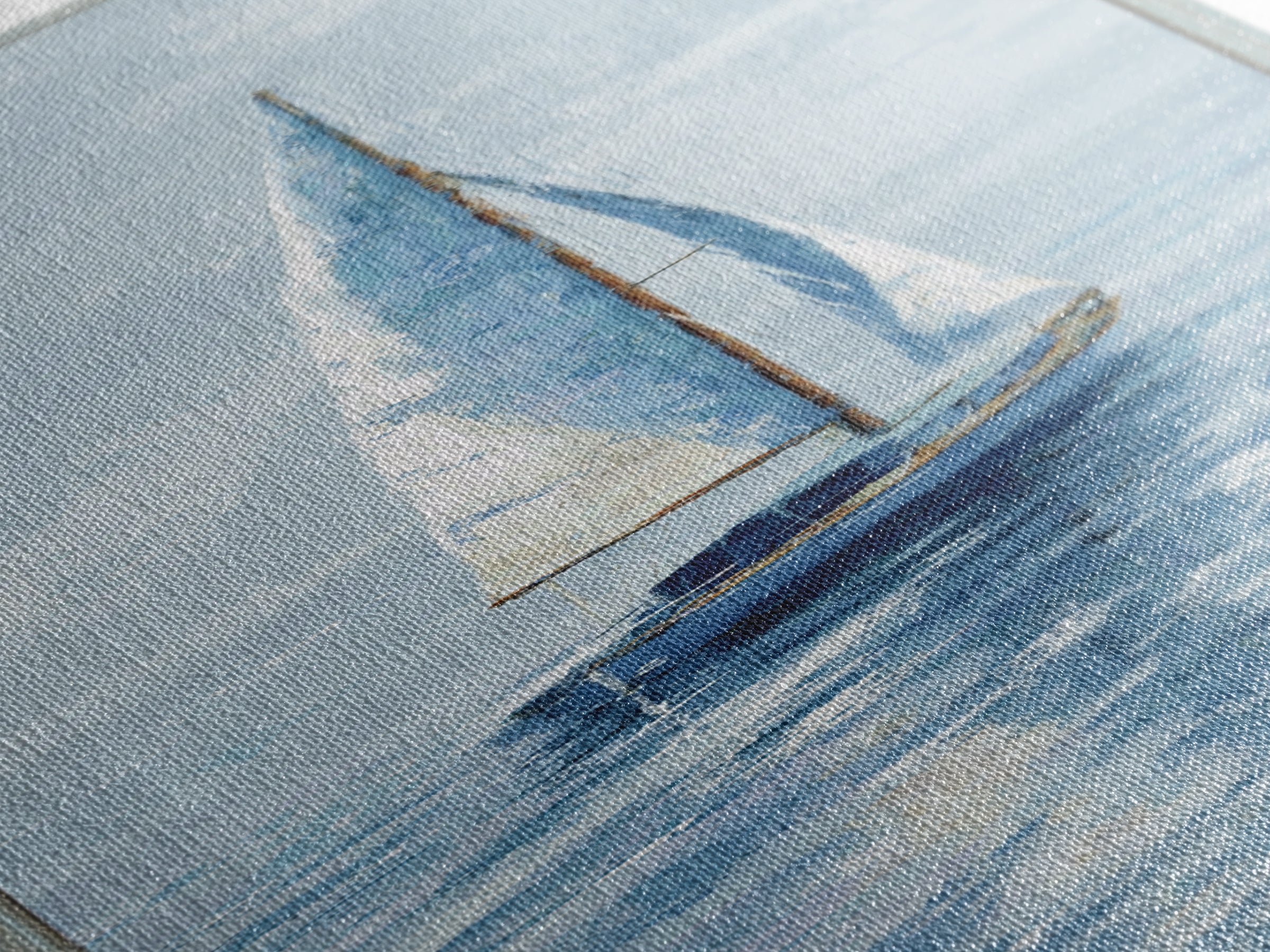 Soft Watercolor Sailboat on Quiet Water Framed Canvas Print, Guest Bedroom Art, Funky Wall Art, Bedroom Decor, Oil Painting, GBA-1x3-54