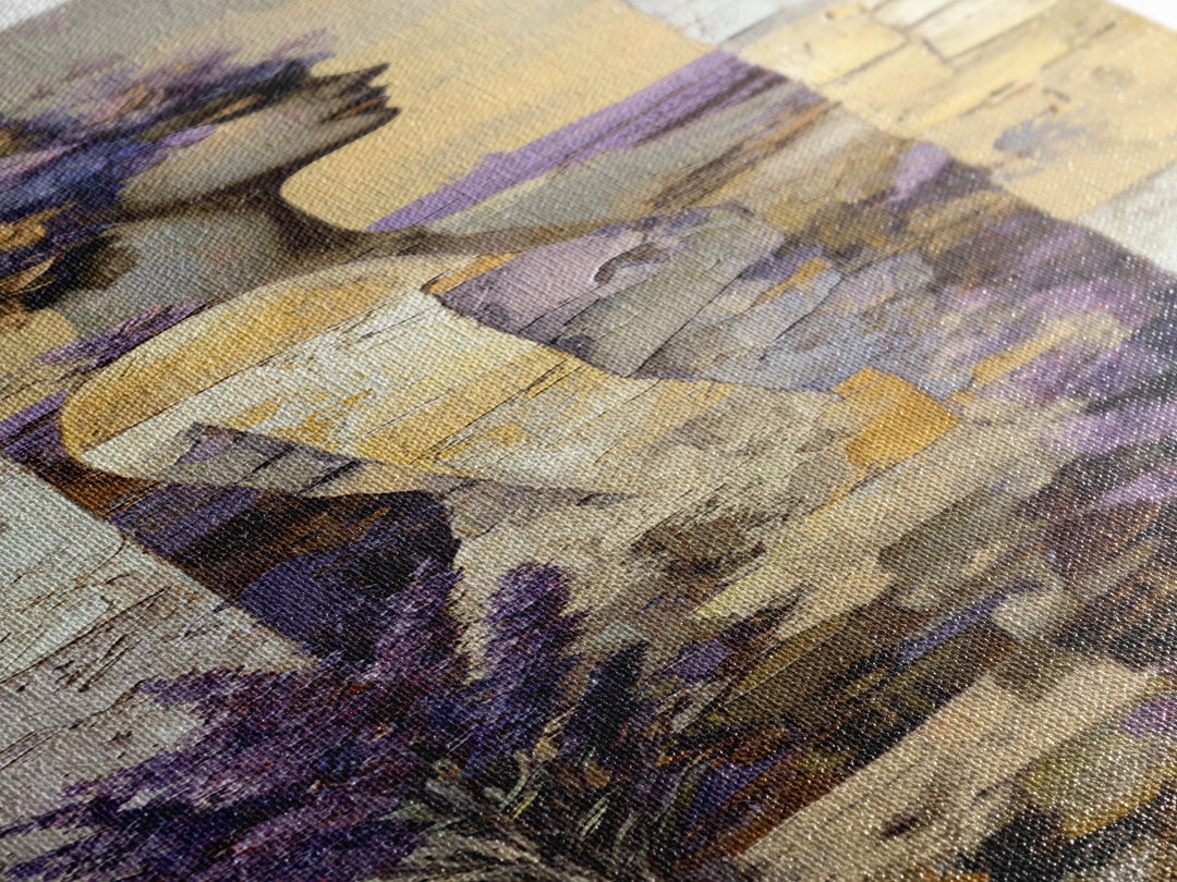 Lavender Field under Pale Sky Canvas Print, Guest Bedroom Art, Bedroom Decor, Oil Painting, Guest, Above Bed Decor, GBA-1x3-55