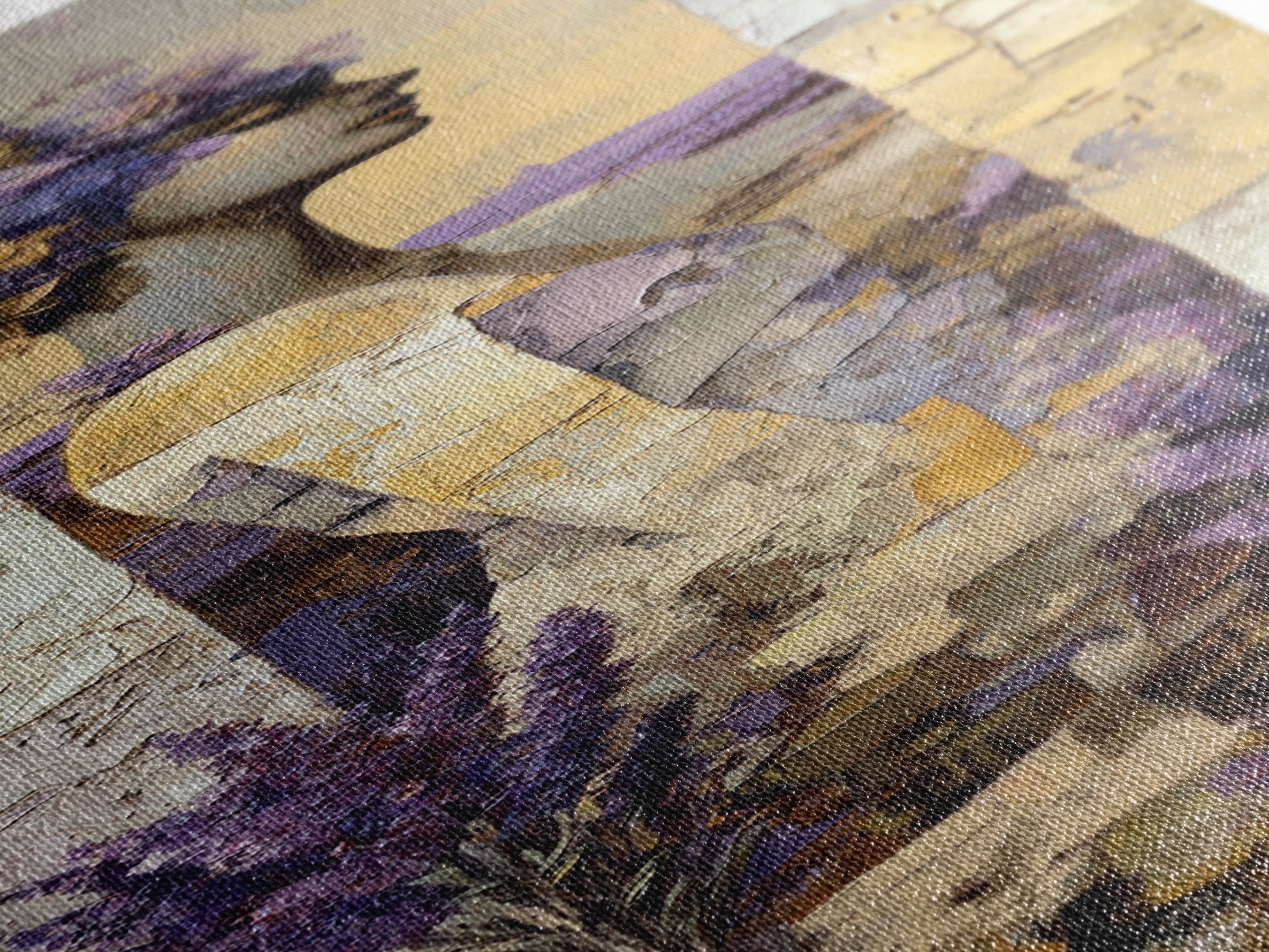 Lavender Field under Pale Sky Canvas Print, Guest Bedroom Art, Bedroom Decor, Oil Painting, Guest, Above Bed Decor, GBA-1x3-55