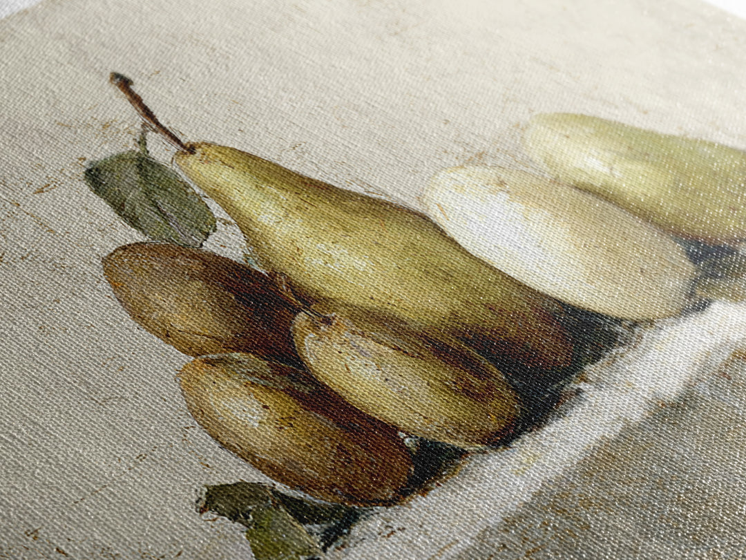 Classic Pear Still Life for Cozy Hospitality Framed Canvas Print, Guest Bedroom Art, Fine Art Print, Bedroom Decor, Guest, GBA-2x1-16