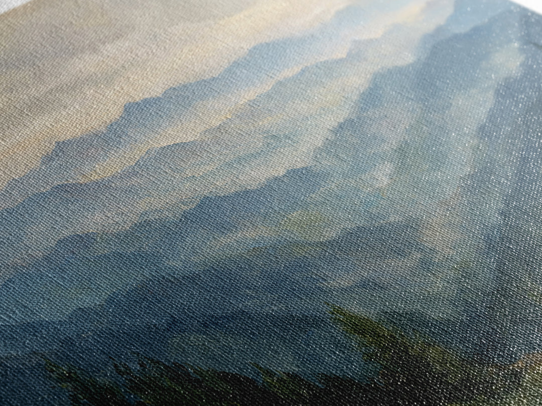 Soft Mountain Horizon Framed Canvas Print, Guest Bedroom Art, Bedroom Decor, Oil Painting, Guest, Above Bed Decor, GBA-2x1-3