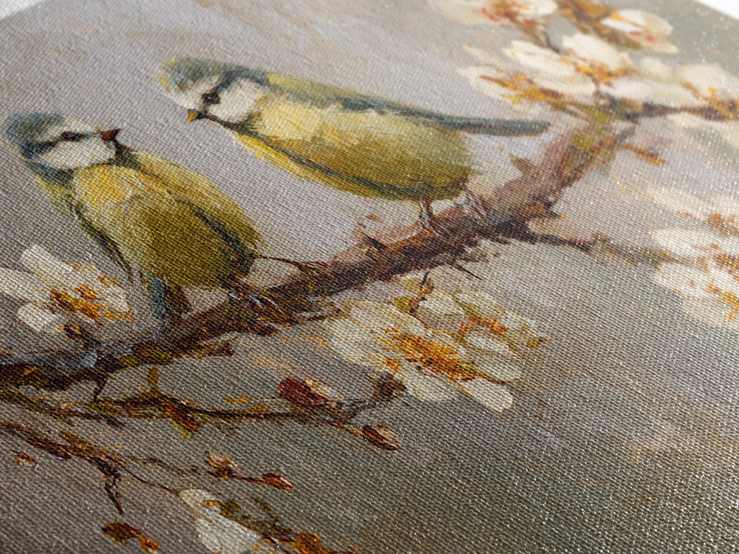 Small Bird Pair on Flowering Branch Framed Canvas Print, Guest Bedroom Art, Bedroom Decor, Watercolor Art, Guest, GBA-2x1-72