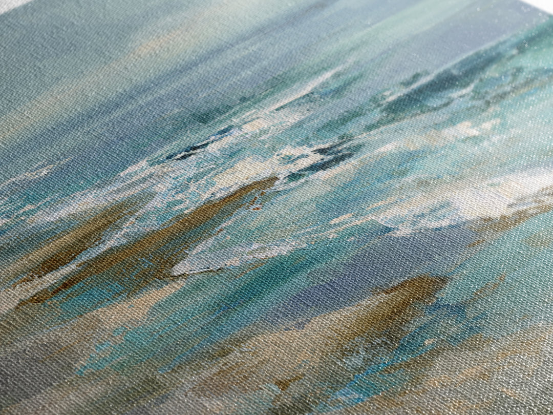 Coastal Dunes in Pale Blue and Sand Framed Canvas Print, Guest Bedroom Art, New Home Gift, Bedroom Decor, Fine Art, Guest, GBA-2x1-97