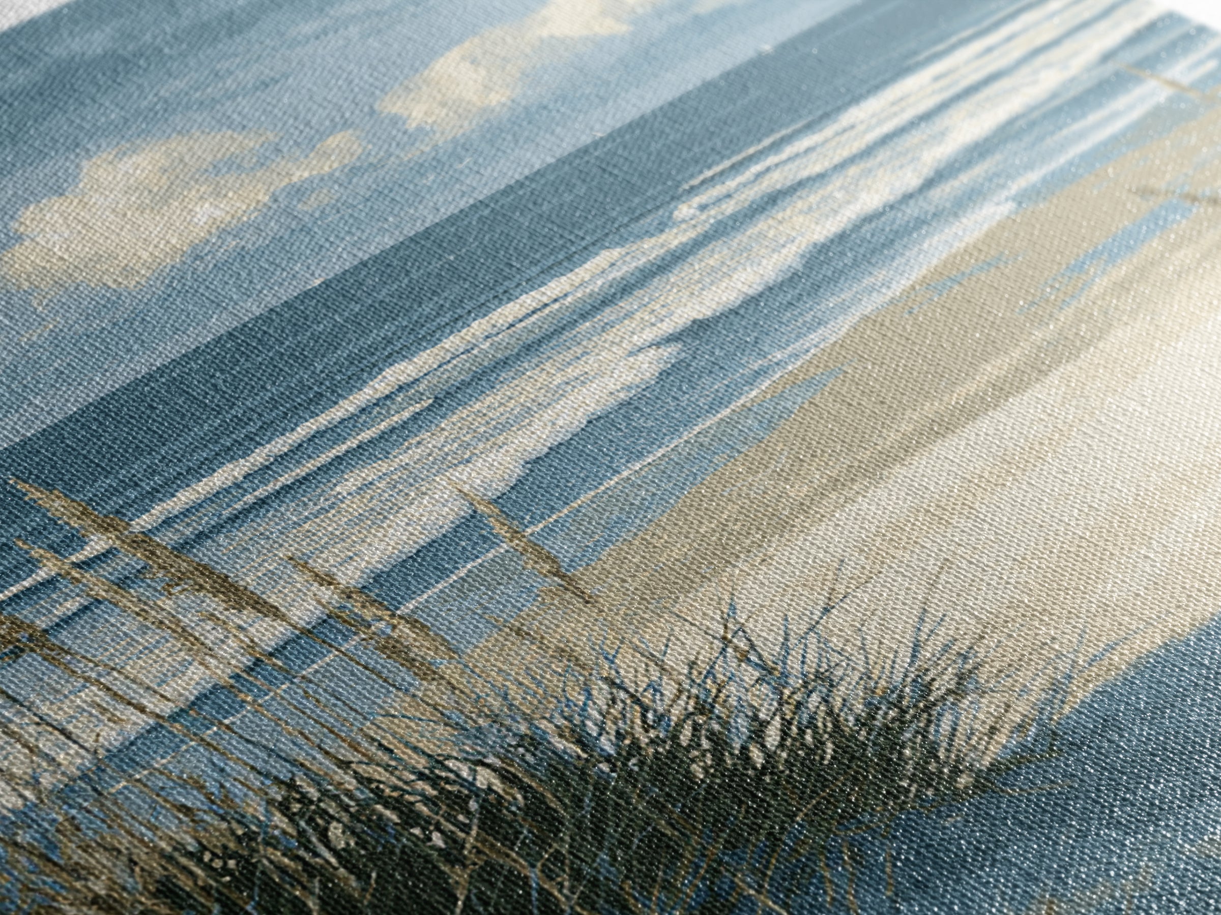 Coastal Dunes in Pale Blue and Sand Framed Canvas Print, Guest Bedroom Art, Wall Decor, Bedroom Decor, Fine Art, Guest, GBA-2x3-37