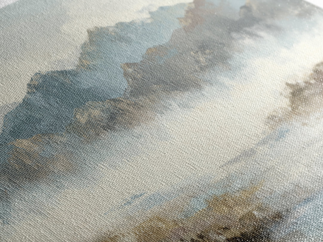 Soft Mountain Horizon Framed Canvas Print, Guest Bedroom Art, Boho Decor, Bedroom Decor, Fine Art, Guest, Digital Prints, GBA-3x1-23