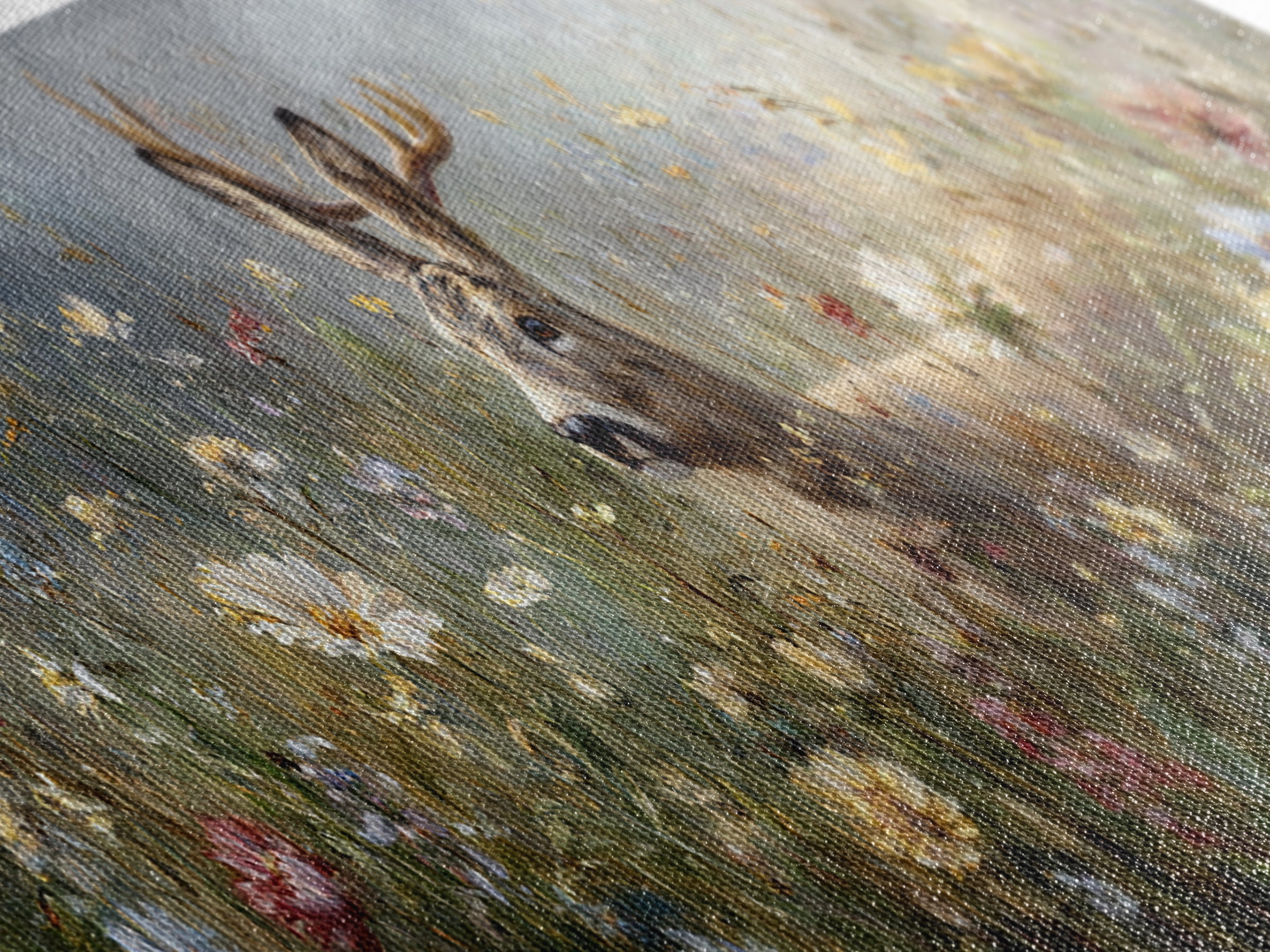 Sunlit Meadow with Delicate Flowers Canvas Print, Guest Bedroom Art, Luxury Decor, Bedroom Decor, Fine Art, Guest, Home, GBA-3x1-31