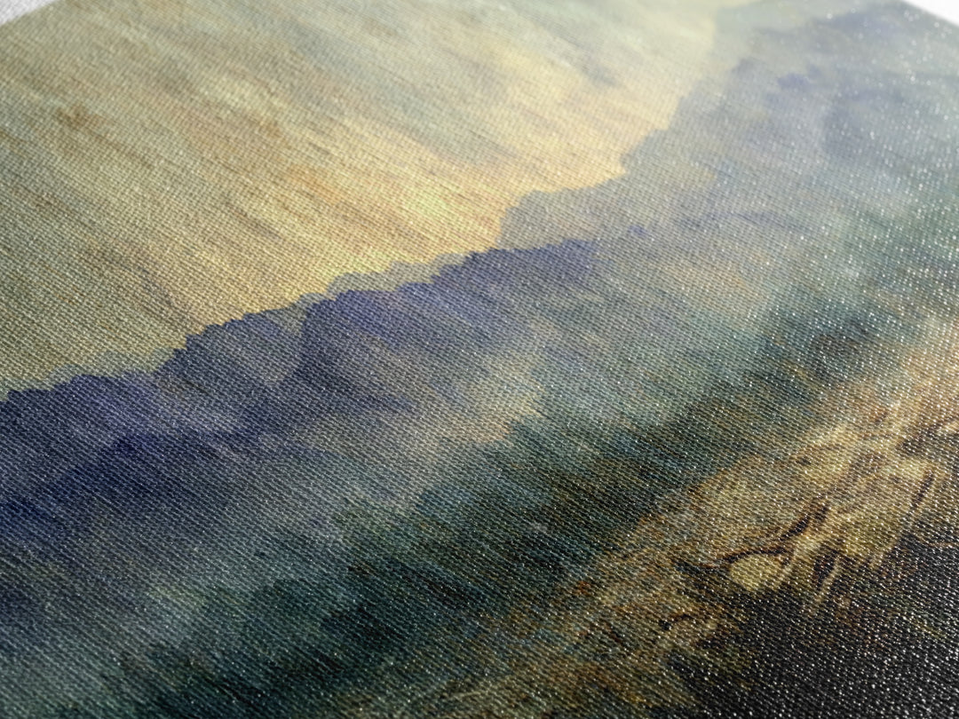 Soft Mountain Horizon Canvas Print, Guest Bedroom Art, Wall Art Prints, Bedroom Decor, Oil Painting, Guest, Cat Wall Art, GBA-3x1-71