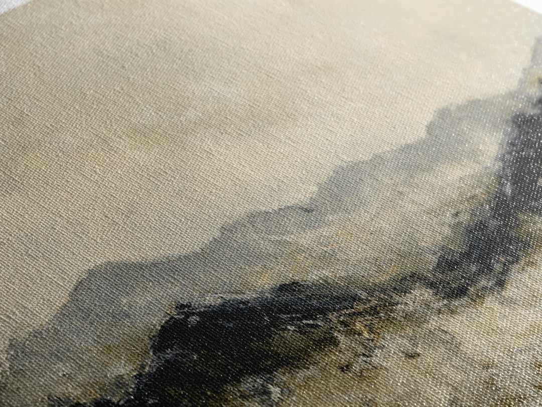 Gentle Rain over Distant Hills Canvas Print, Guest Bedroom Art, Minimalist Decor, Bedroom Decor, Oil Painting, Guest, GBA-3x1-88