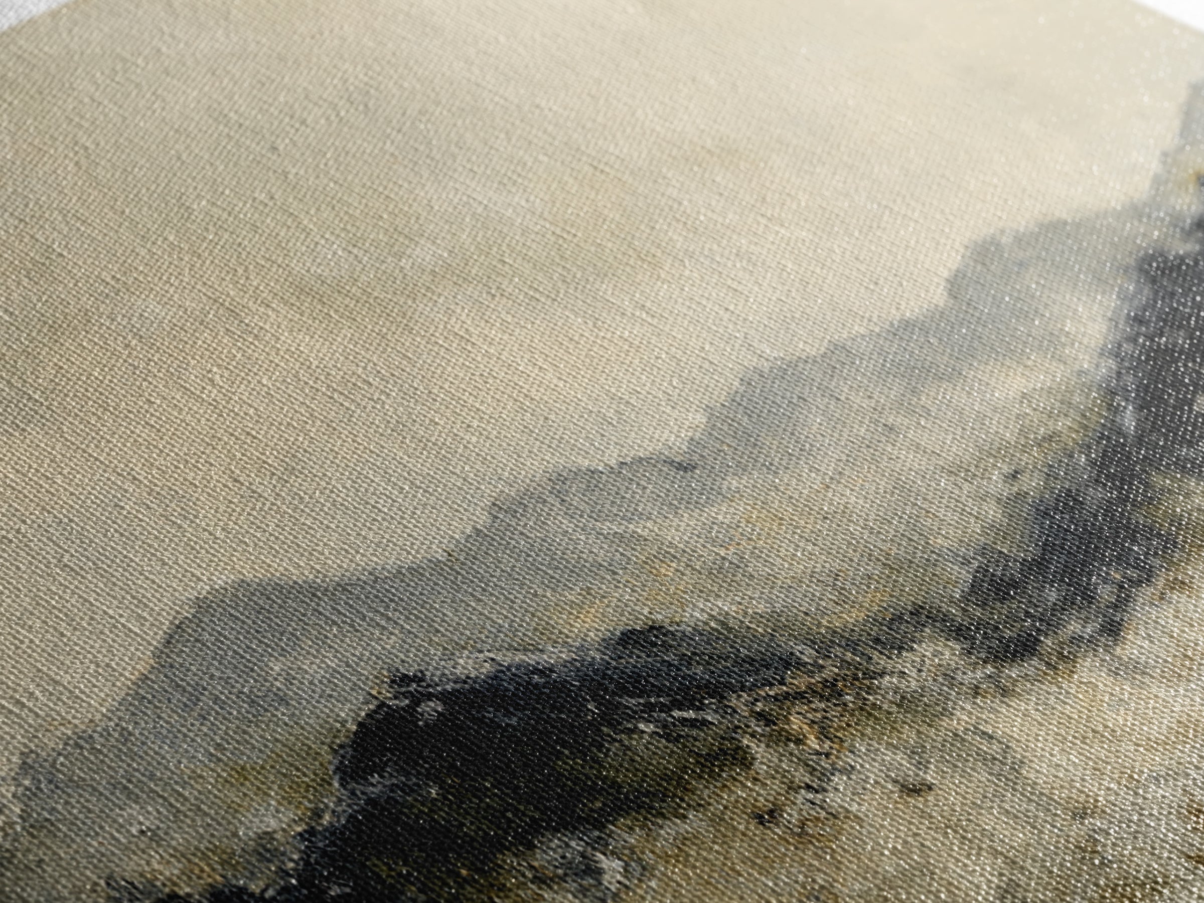 Gentle Rain over Distant Hills Canvas Print, Guest Bedroom Art, Minimalist Decor, Bedroom Decor, Oil Painting, Guest, GBA-3x1-88
