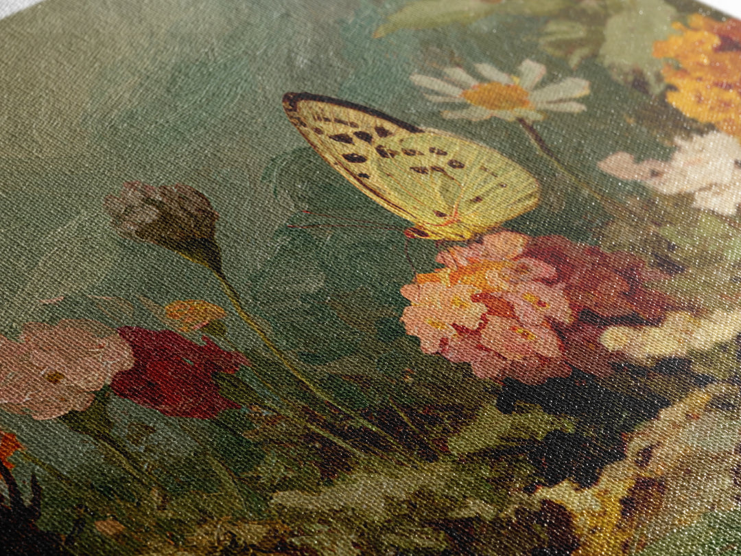Garden Butterfly and Flowers Specimen Study Canvas Print, Guest Bedroom Art, Printable Art, Bedroom Decor, Fine Art, Guest, GBA-3x2-3