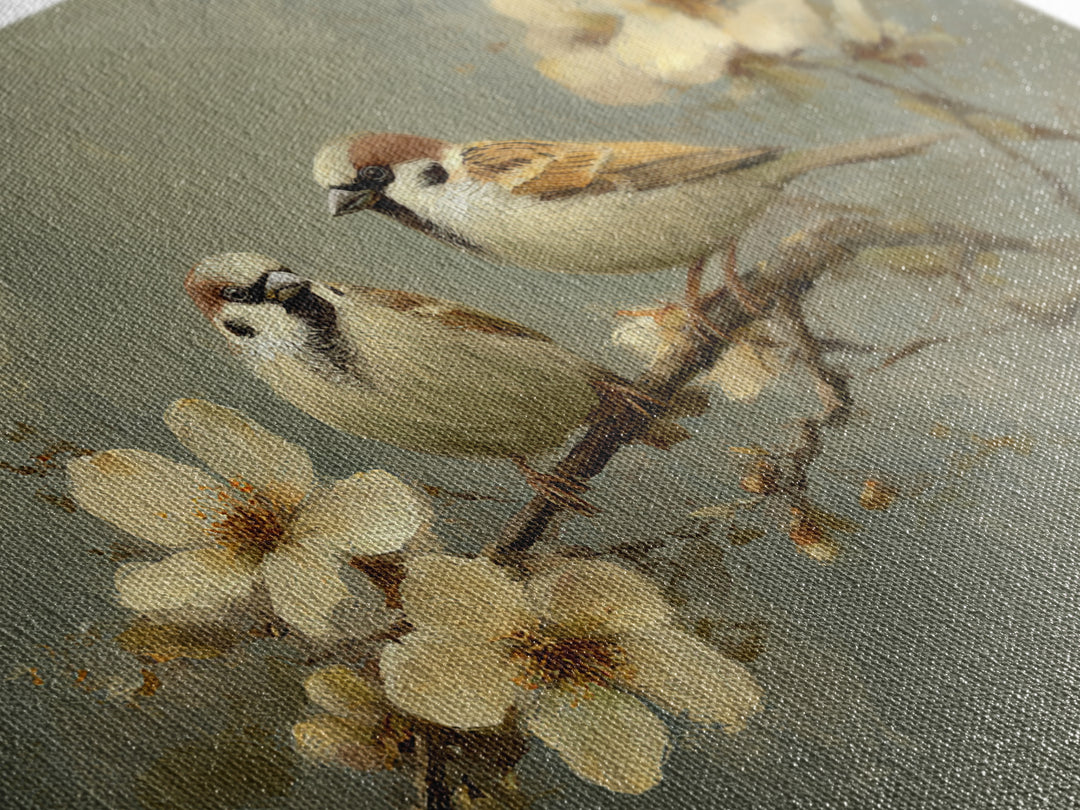 Small Bird Pair on Flowering Branch Canvas Print, Guest Bedroom Art, Set of 3 Wall Art, Bedroom Decor, Oil Painting, Guest, GBA-3x2-32
